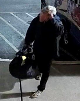 Police are looking for this man who damaged a bus while stealing gas from it.